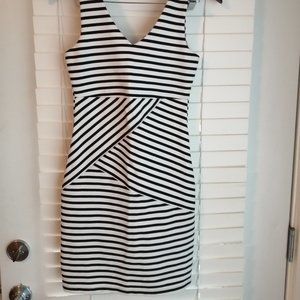 Vero Moda Striped White and Navy Blue Dress